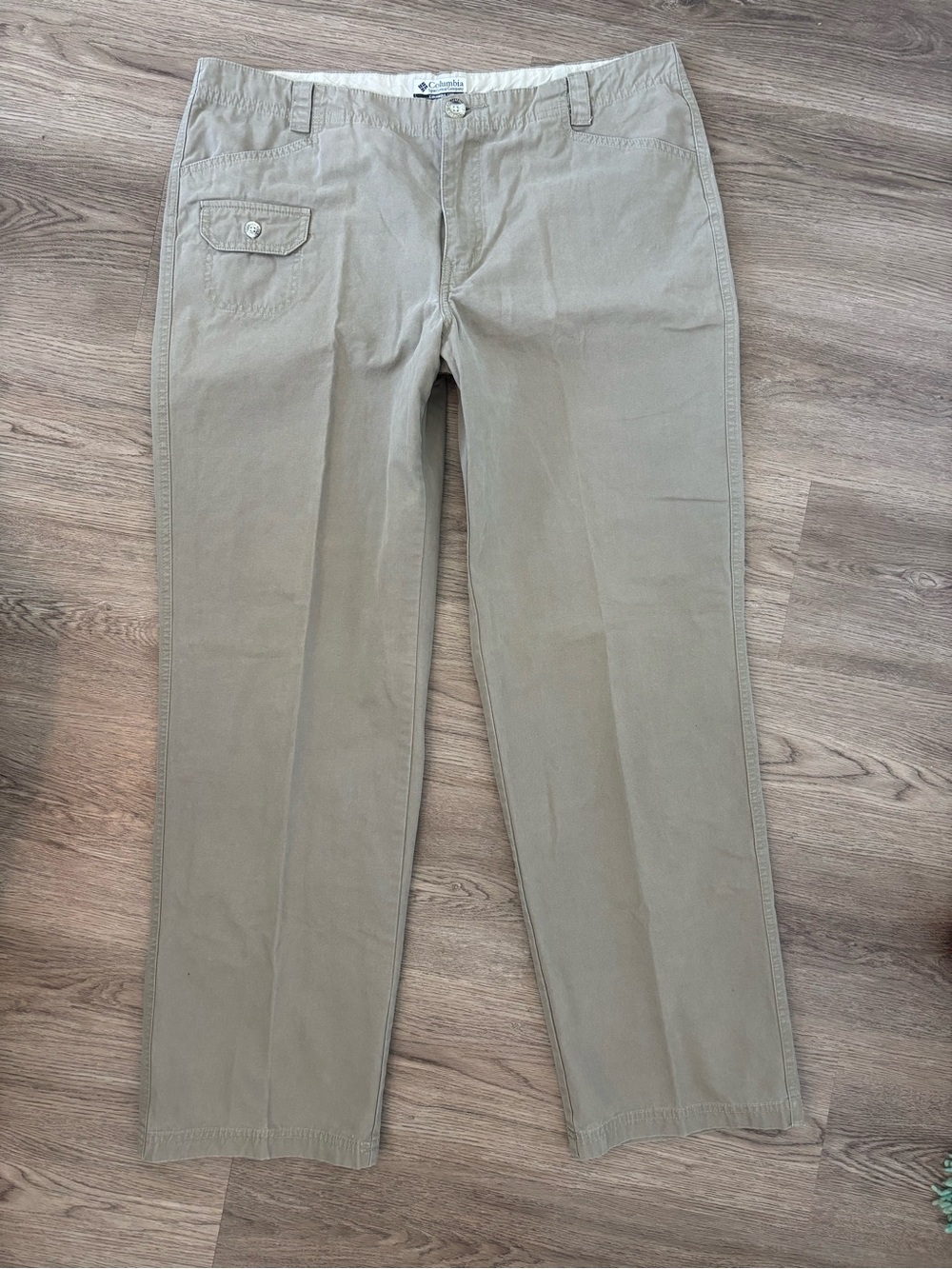 Columbia Outdoor/Hiking Straight Leg Utility Chino Pants Army Beige Green Khaki